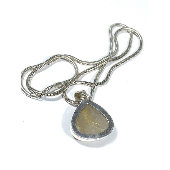 Rutilated Quartz 925 Sterling Silver Teardrop Shaped Pendant Necklace 21” 24.08g - Picture 8 of 16